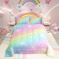 Rainbow Bedding Set Full Size for Girls - Pastel Tie Dye Comforter