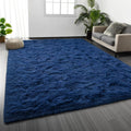 Large Shag Area Rug 5 x 8 Plush Fuzzy Navy Blue - Ultra Soft