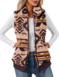 Womens Fuzzy Fleece Vest - Plush Sleeveless Zip Up Sherpa Vest