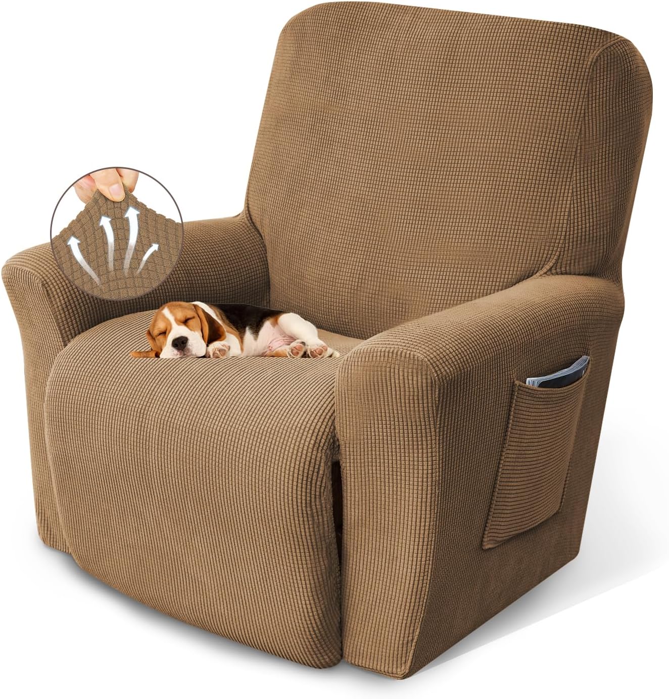 KEKUOU Recliner Chair Covers for Lazy Boy Recliners, Camel