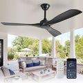 52 in Black Ceiling Fan Without Light - Ultra Quiet DC Control