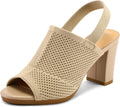 Women Knit Chunky Block Heels Slingback Sandals - 3in Comfort