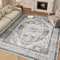 Grey Washable 8x10 Area Rugs for Living Room and Bedroom