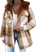 Zeagoo Womens Plaid Shacket Jacket - Warm Hooded Fleece Coat