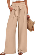 Women's High Waist Wide Leg Palazzo Pants with Belted Design