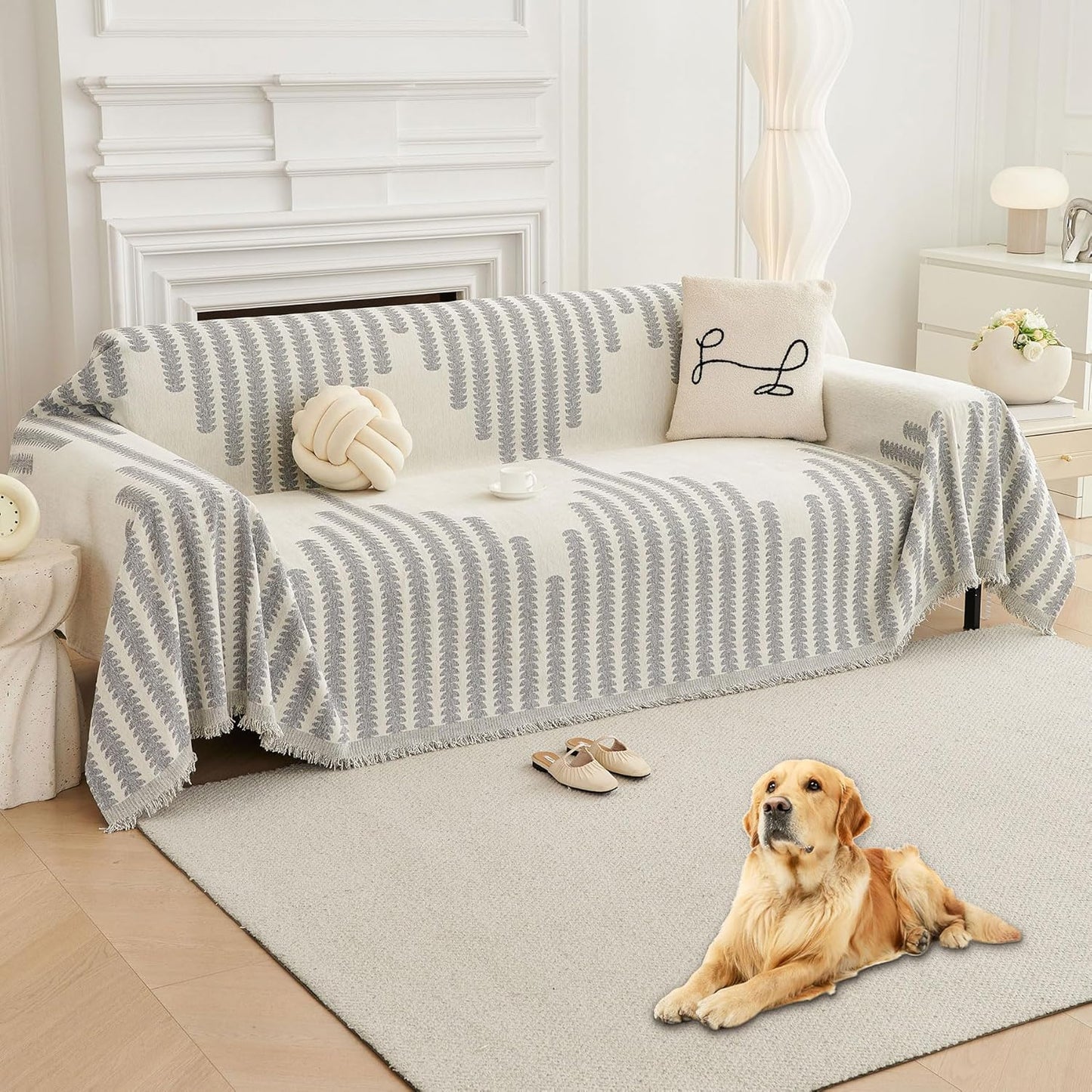 HAOMAIJIA Boho Sofa Covers for 2 Cushion Couch - Pet Friendly
