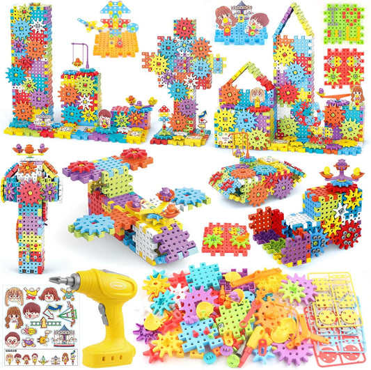234-Piece Gear Building Set with Electric Drill for Kids 3+, DEKILEA
