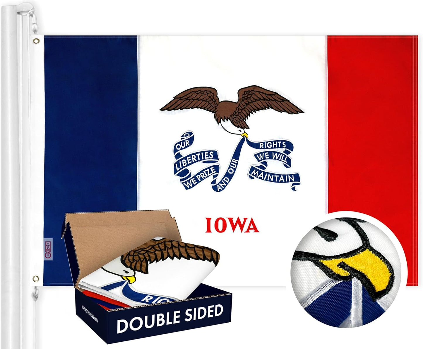 Iowa State Flag 3x5 Ft Double Sided Embroidered Heavy Duty
