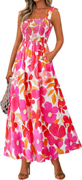 Floral Smocked Maxi Dress Sleeveless Spaghetti Strap - Flowy Summer it