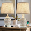 19.5 Farmhouse Vintage Table Lamps Set of 2 with USB Ports