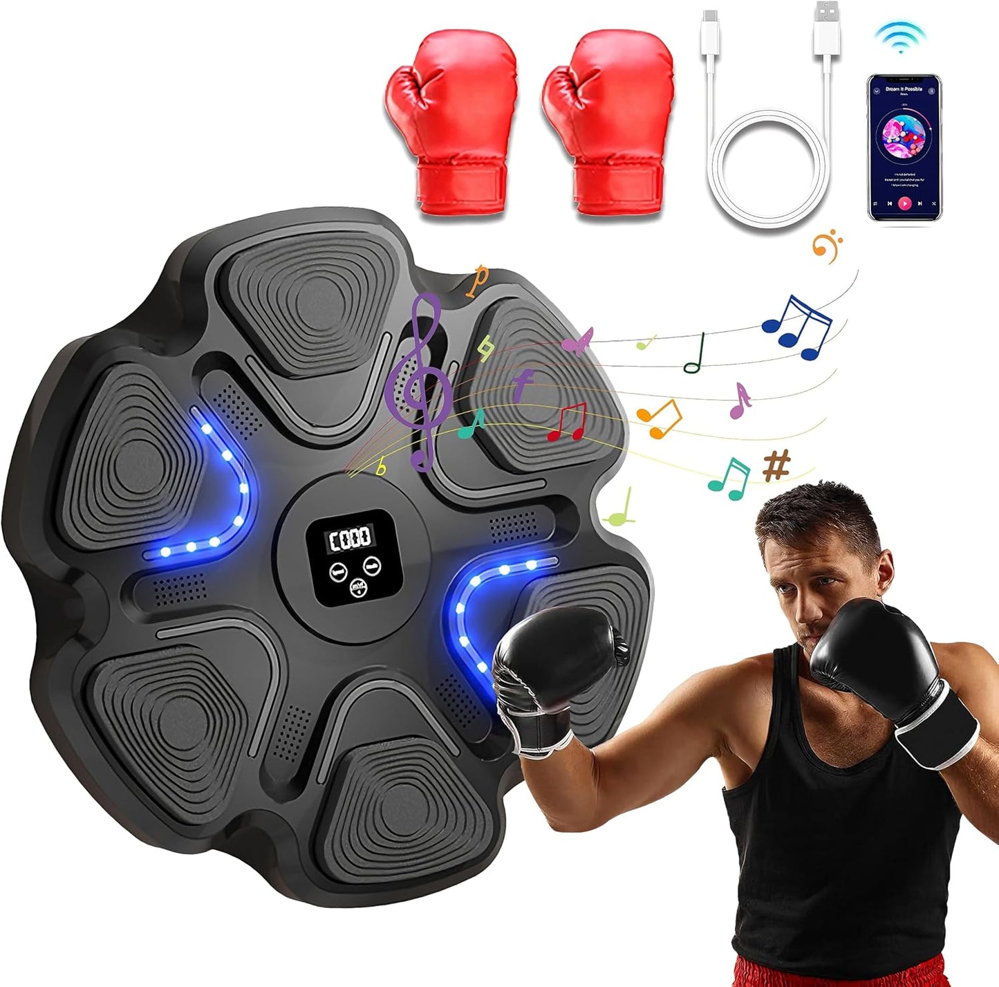 Smart Bluetooth Wall-Mounted Boxing Target - Versatile Workout Essential!