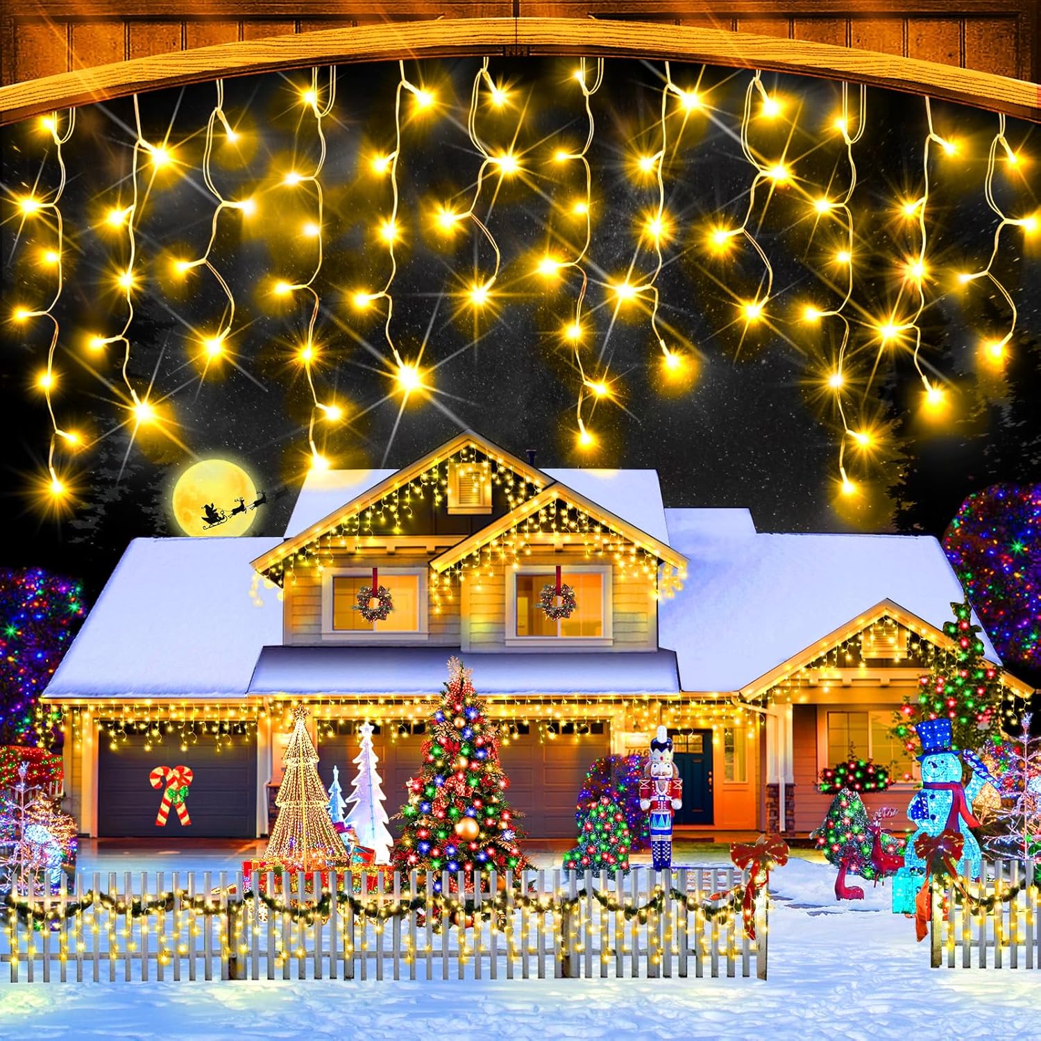108ft 960 LED Curtain Lights - 8 Modes Timer, Waterproof for Wedding Party