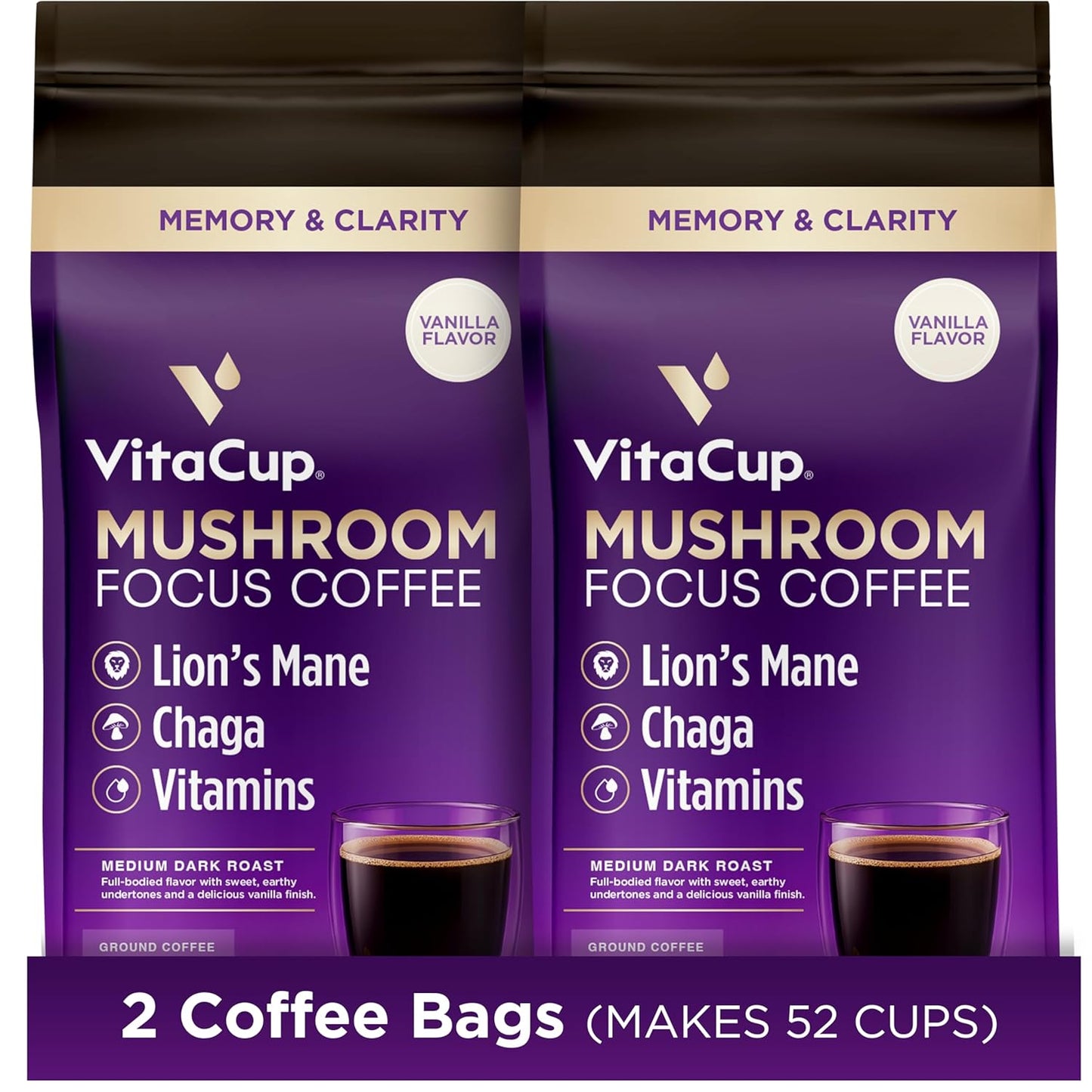 VitaCup Focus Mushroom Coffee Grounds for Enhanced Clarity