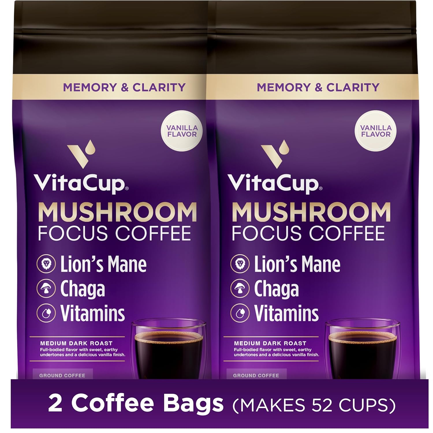 VitaCup Focus Mushroom Coffee Grounds for Enhanced Clarity
