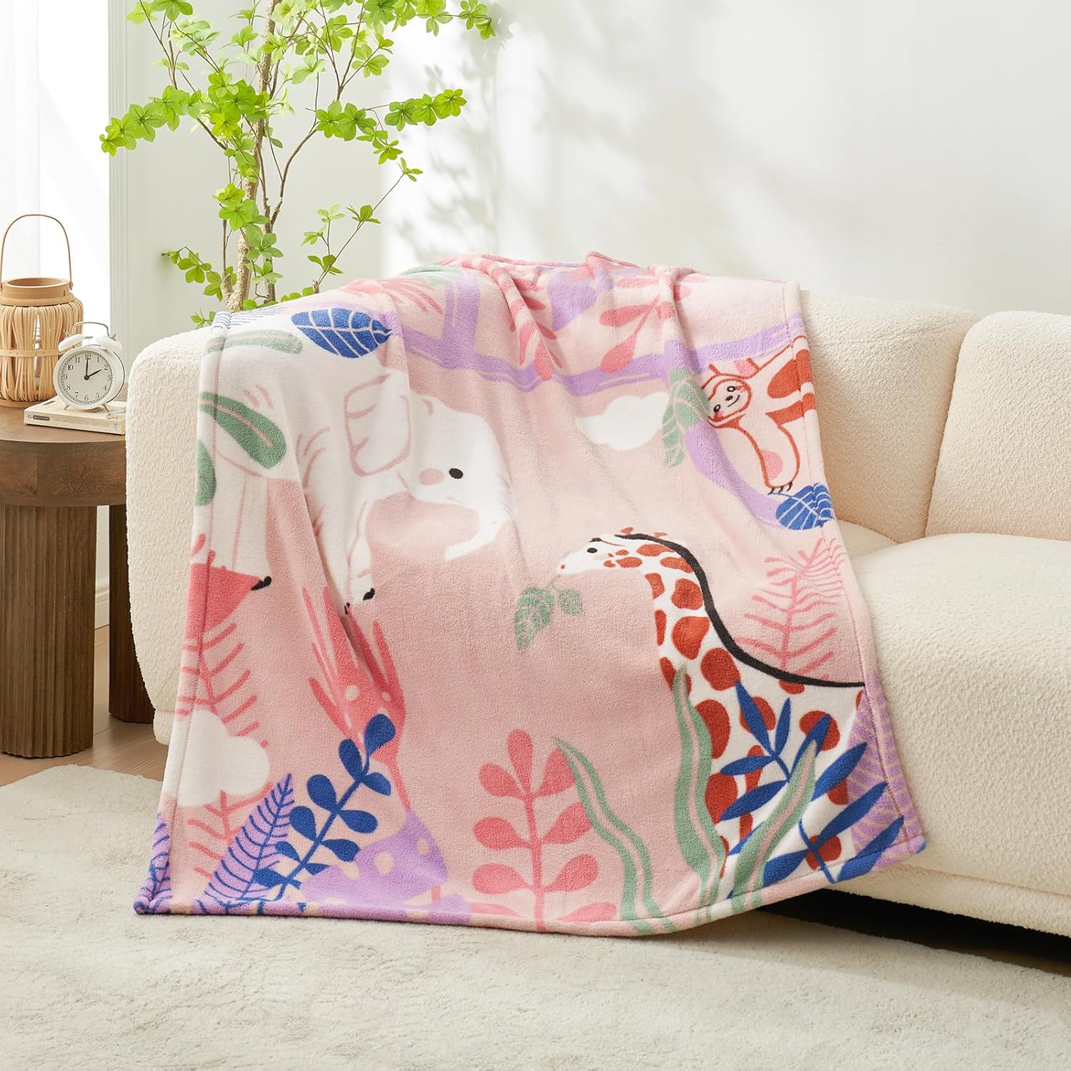 Cozy Bliss Animal Jungle Throw Blanket for Kids - Soft & Fun