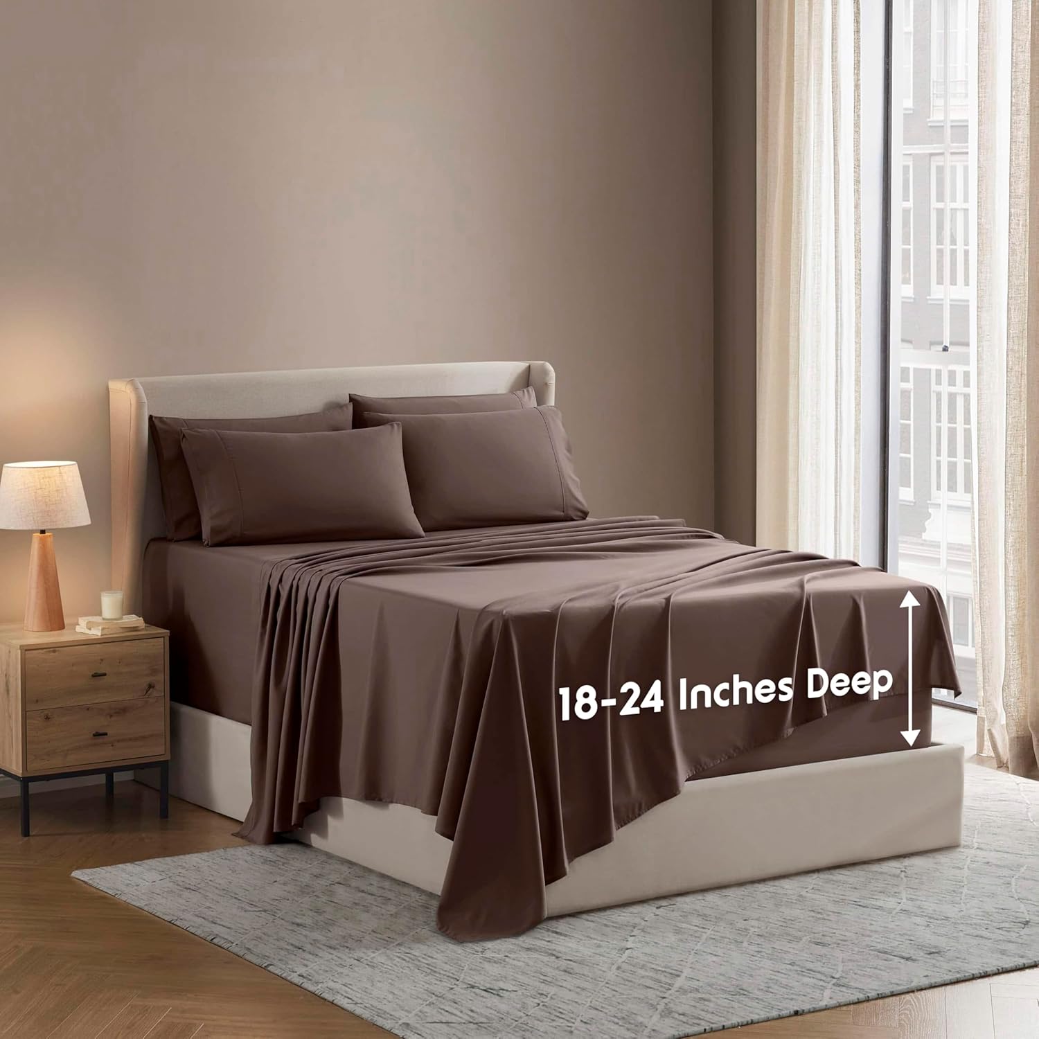 Extra Deep Queen Sheet Set - 6 Piece Breathable & Cooling