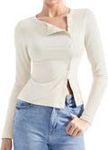 SUUKSESS Women Button Down Ribbed Top - Soft Fitted Modal Shirt Shoes