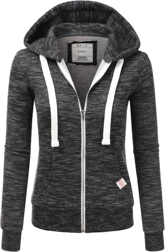 DOUBLJU Lightweight Thin Zip-Up Hoodie Jacket for Women Plus Size