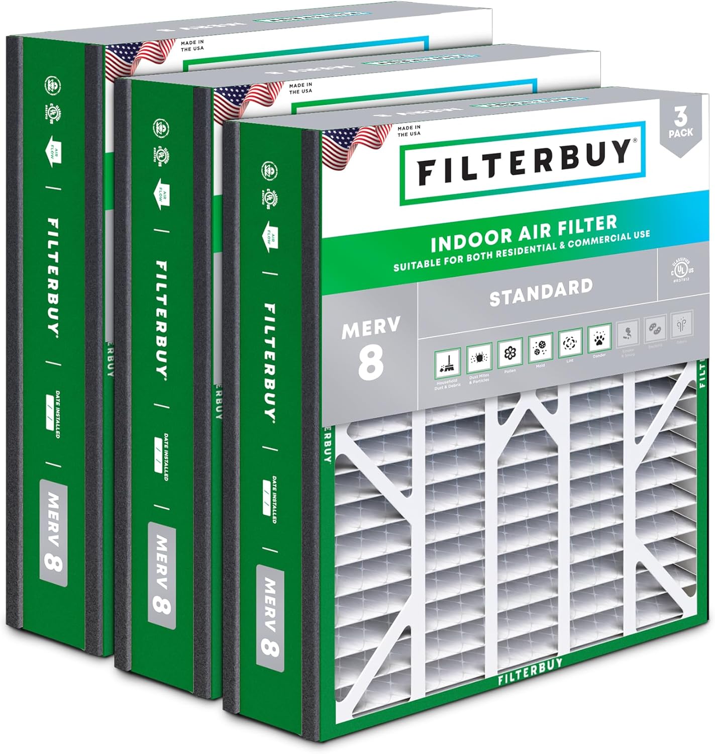 20x25x5 Air Filter MERV 8 for Dust and Allergy Defense