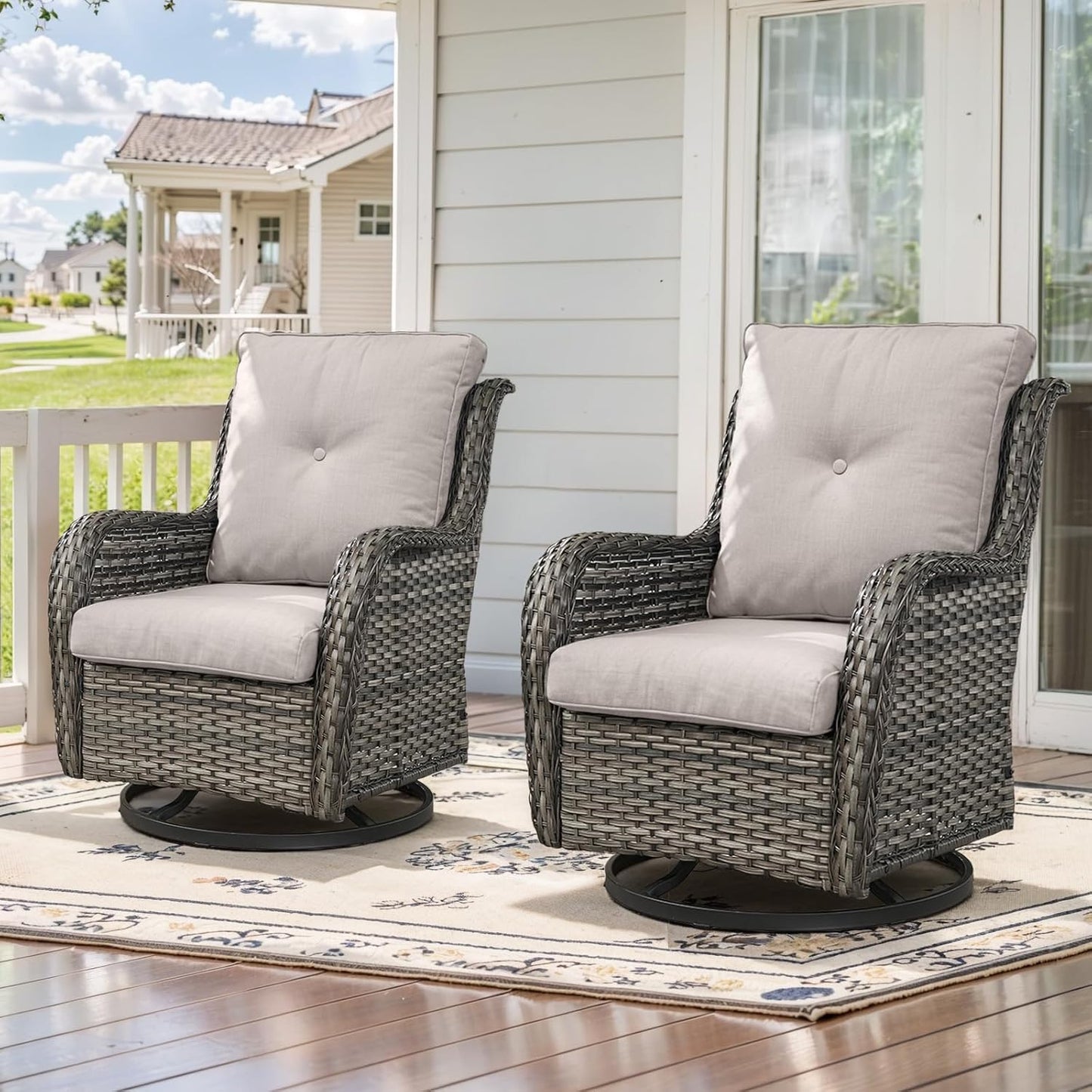 Belord Outdoor Swivel Rocker Patio Chairs Set for Comfort