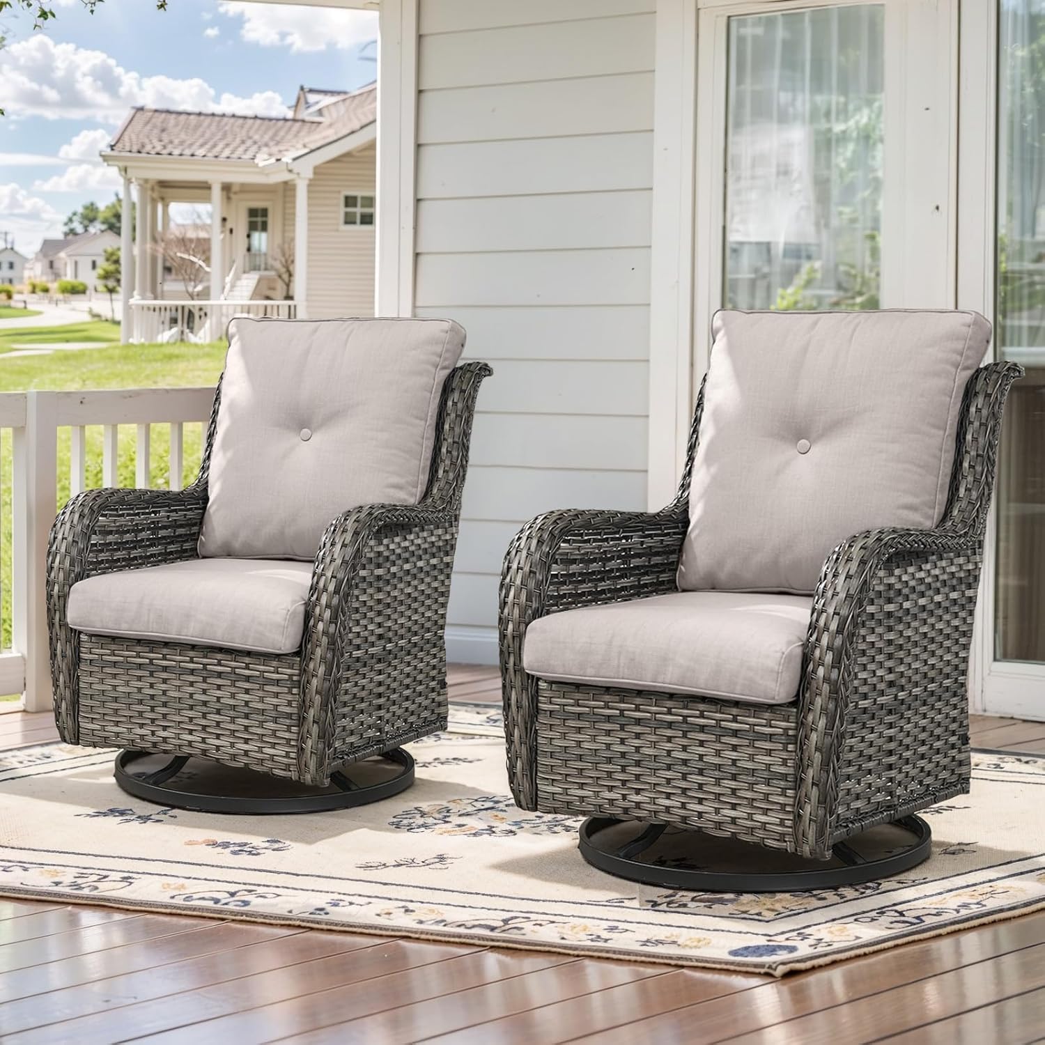 Belord Outdoor Swivel Rocker Patio Chairs Set for Comfort