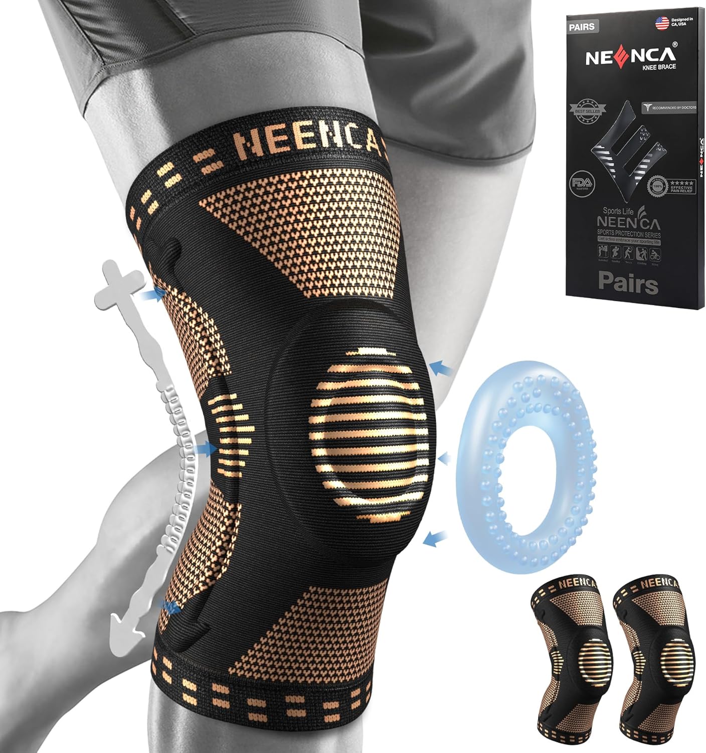 NEENCA Knee Braces for Pain Relief and Support in Sports