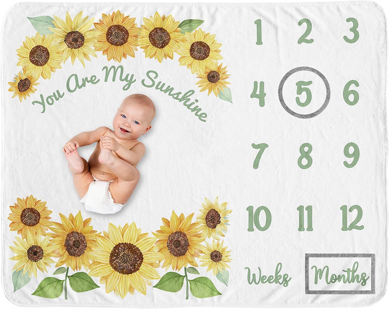 Sweet Jojo Designs Sunflower Girl Milestone Blanket for Baby