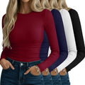 Neer 4 Pack Women's Ribbed Long Sleeve Shirts - Slim Fit Base Layers