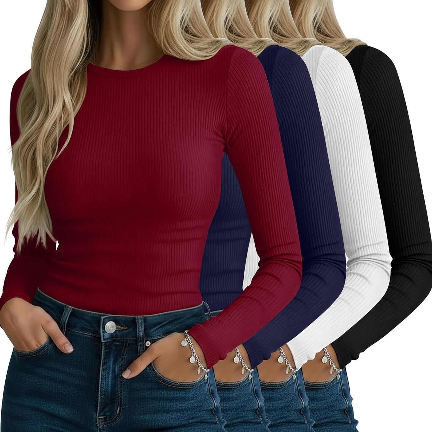 Neer Women's Ribbed Long Sleeve Shirts for Casual Style