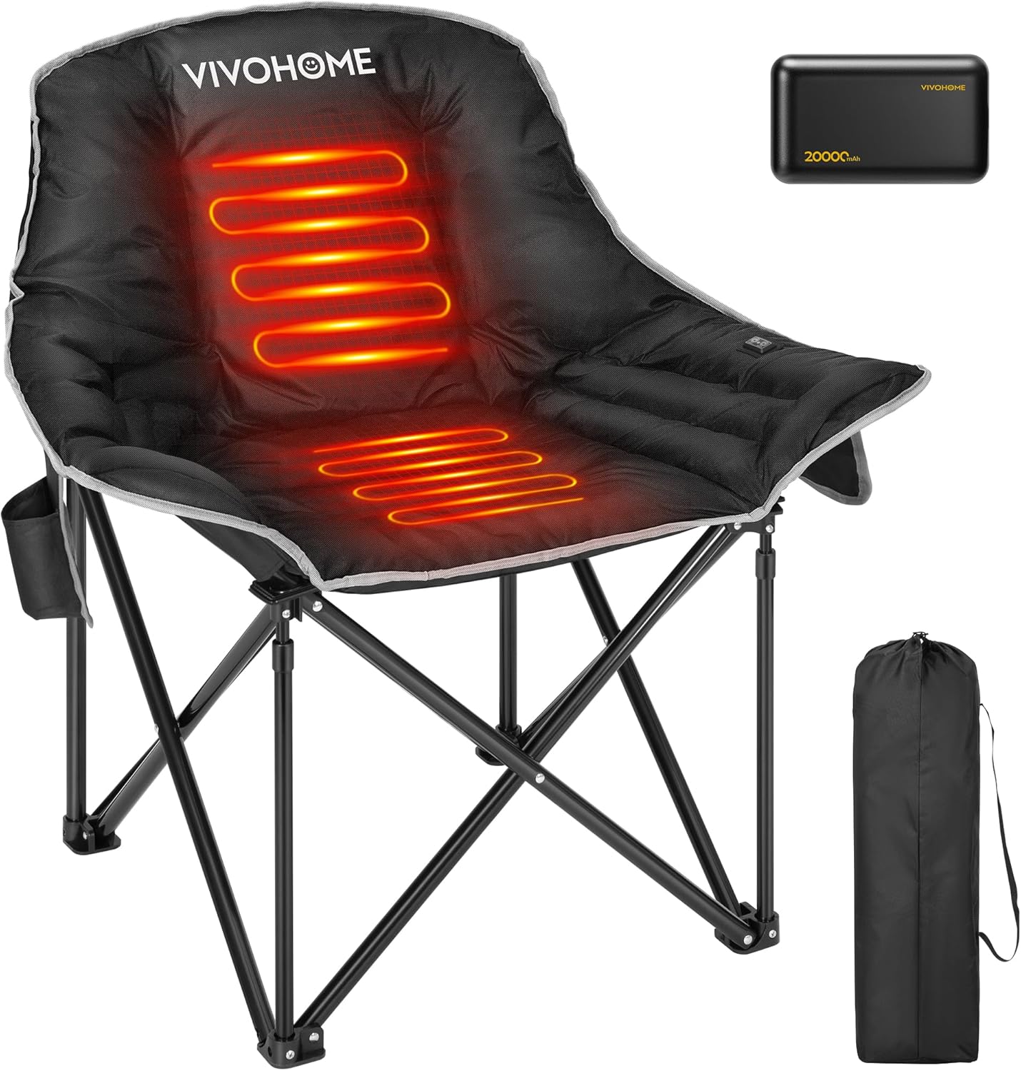 VIVOHOME Heated Camping Chair with Fast Charging