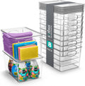 Clear Stackable Storage Bins with Lids - Large 8 Pack