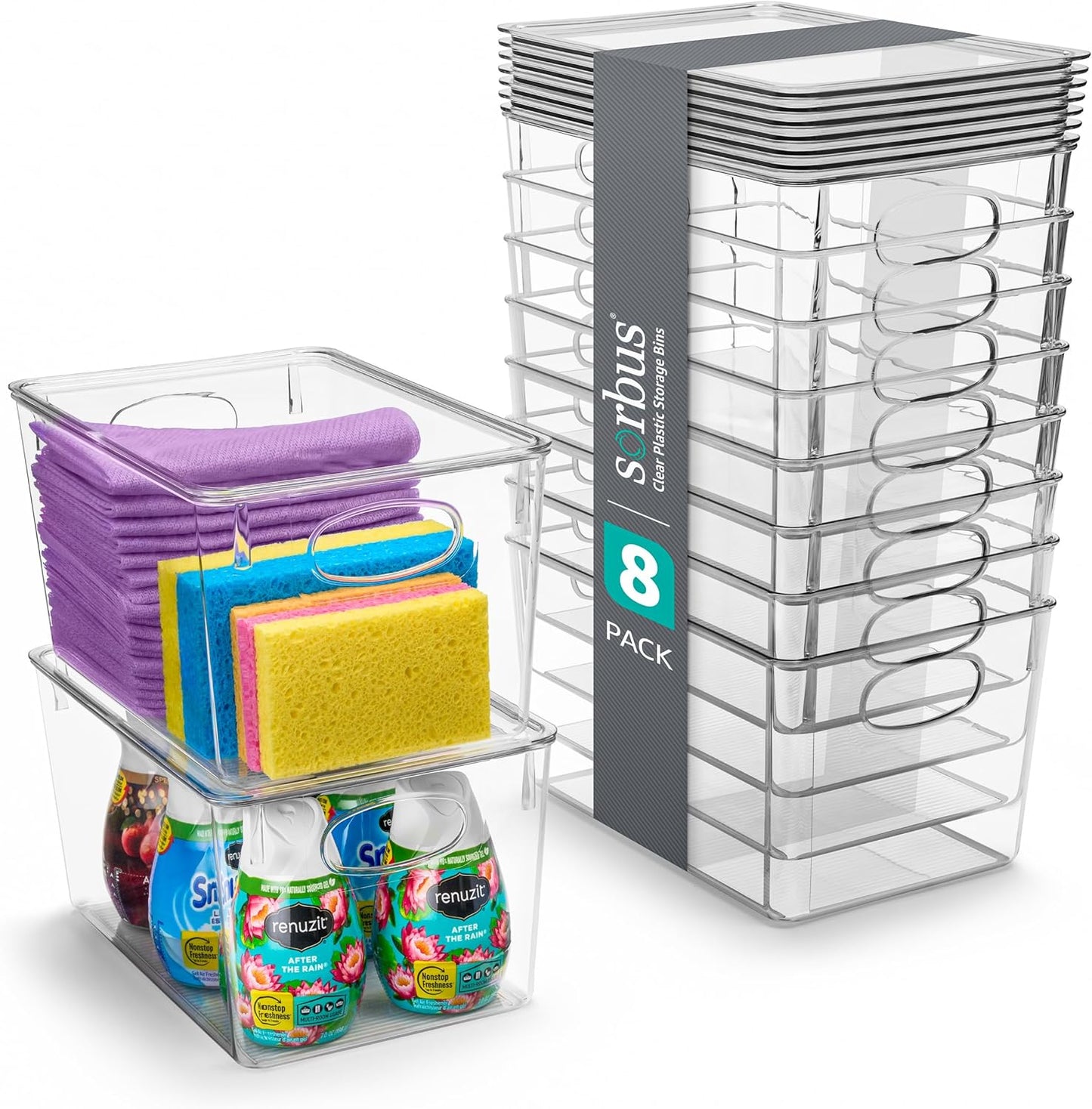 Sorbus Clear Plastic Storage Bins with Lids for Easy Organization