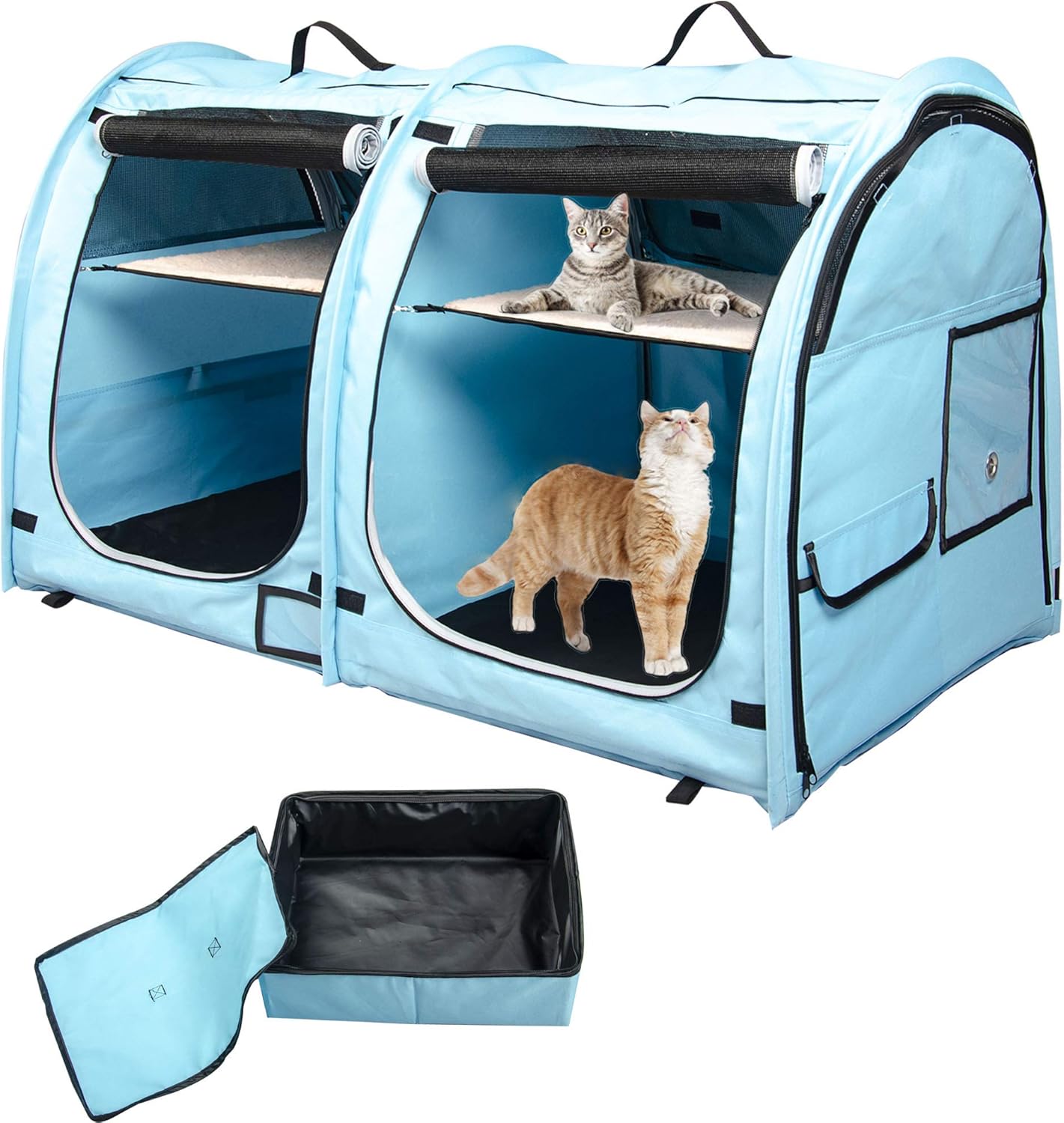 Mispace Portable Twin Compartment Cat Cage for Travel & Home