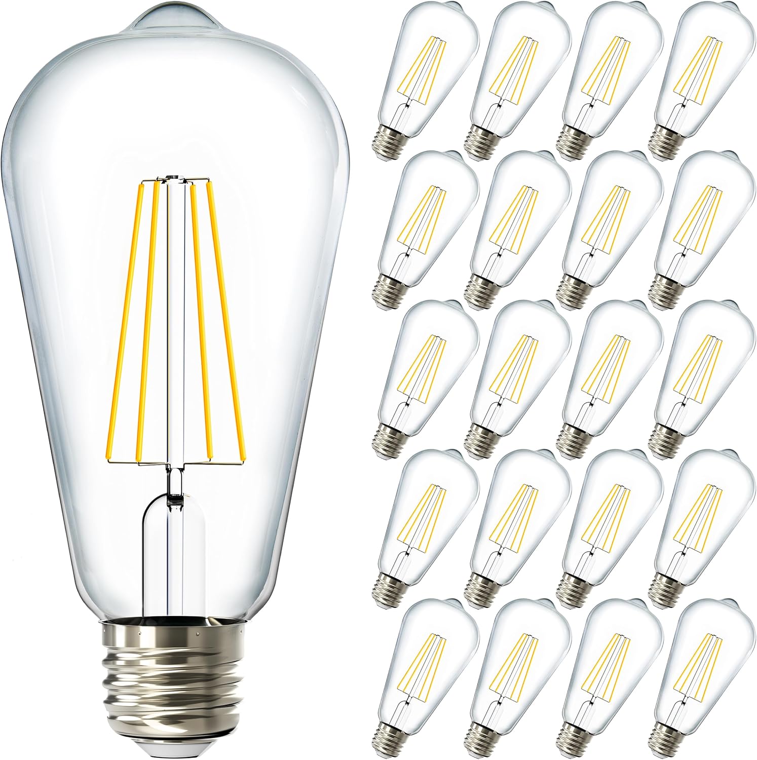 Sunco 20 Pack Edison Bulbs LED ST64 for Vintage Lighting Needs