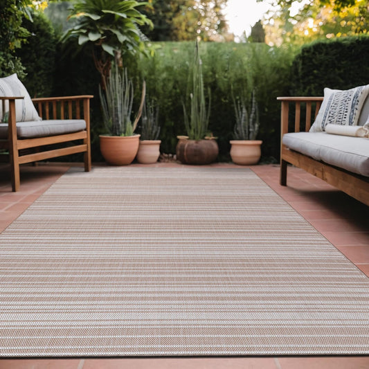 Stripe Outdoor Rug 8x10 Washable Carpet for Indoor and Patio