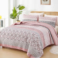 Bohemian Pink Striped Quilt Set King for Stylish Bedrooms