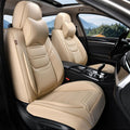 Leather Seat Covers Front Pair with Lumbar Support and Headrest