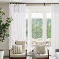 White Pinch Pleated Linen Curtains for Living Room Bedroom - Light