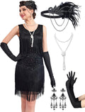 1920s Flapper Dresses for Women Lace V Neck Great Gatsby Dresses