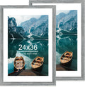 24x36 Poster Frame Set of 2 Rustic Grey Wood Style - Sturdy Display