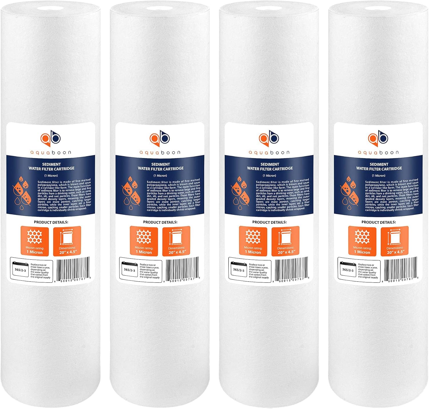 1 Micron 20in Sediment Water Filter Cartridge for Whole House