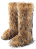 Women's Faux Fur Snow Boots Fuzzy Mid-Calf Flat Boots - Warm & Stylish