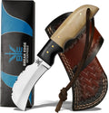 Handmade Stainless Steel Linemans Hawkbill Knife with Leather Sheath