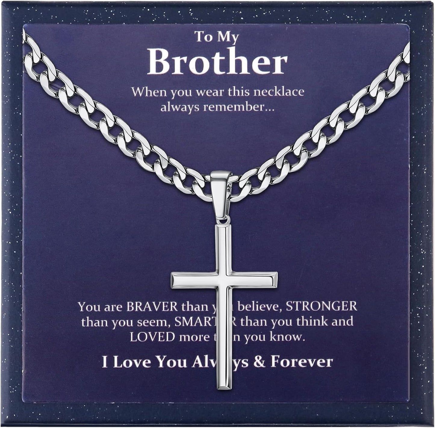 925 Sterling Silver Cross Necklace for Men Women by Besteel