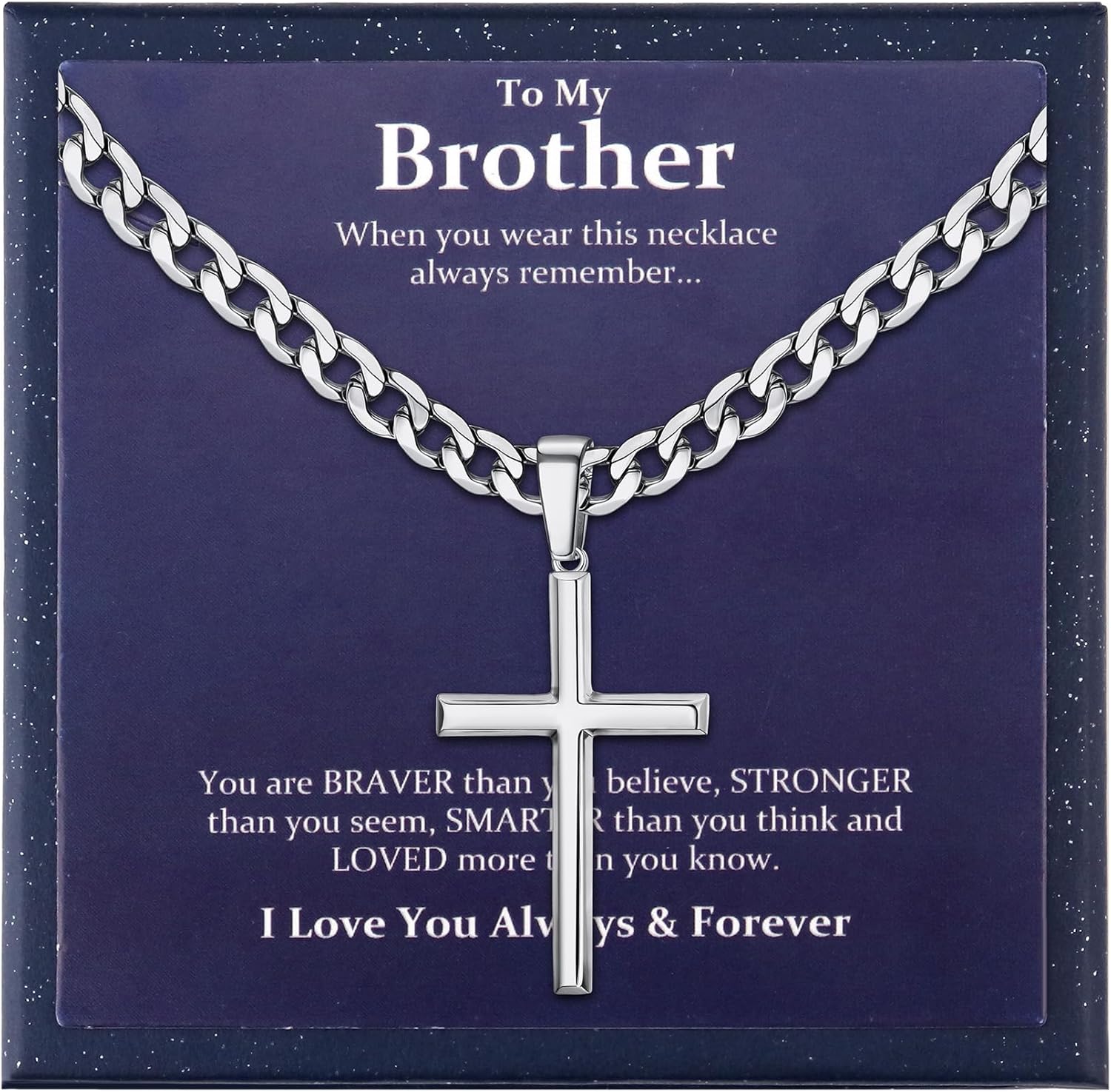 925 Sterling Silver Cross Necklace for Men Women by Besteel