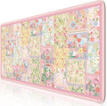 iCasso Pink Desk Mat for Keyboard and Mouse - Large Floral Desk Pad