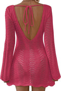 Womens Swimsuit Cover Up Long Sleeve Crochet Mesh (Style XQGR)