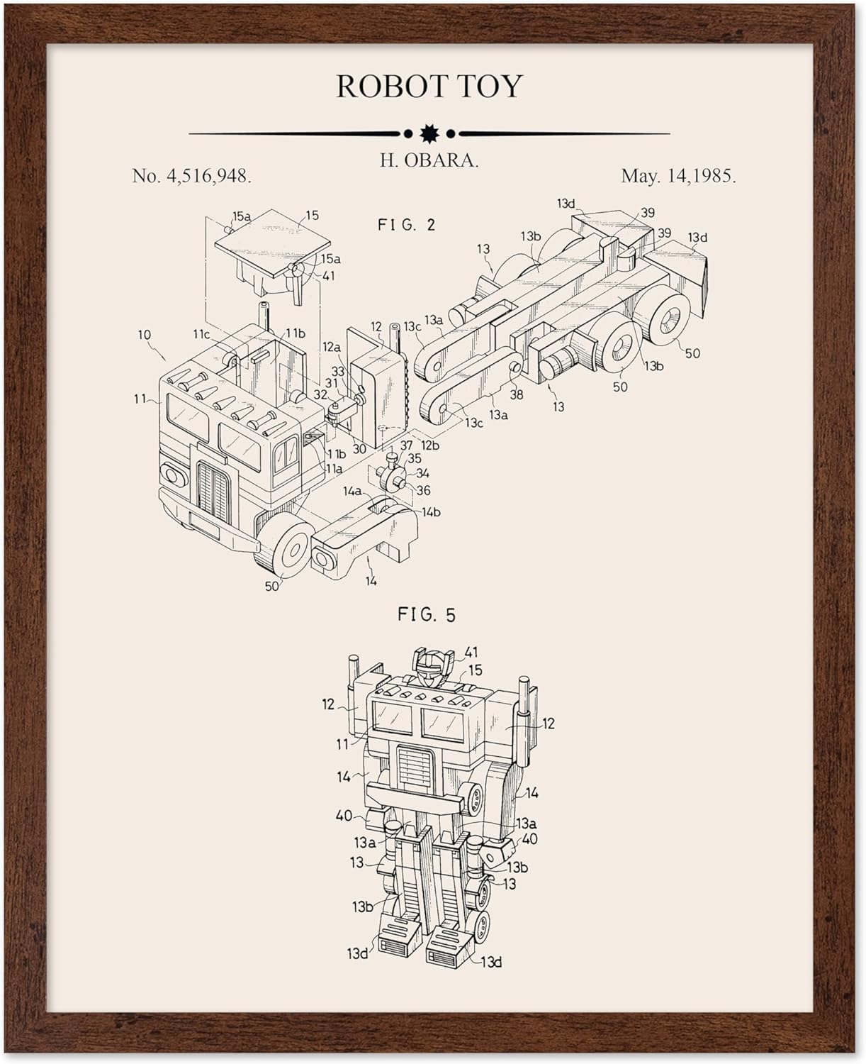 Optimus Robot Blueprint Poster - Transforming Toy Patent Print