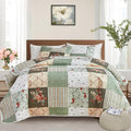 Patchwork Quilt Set California King Size - Lightweight Green Floral