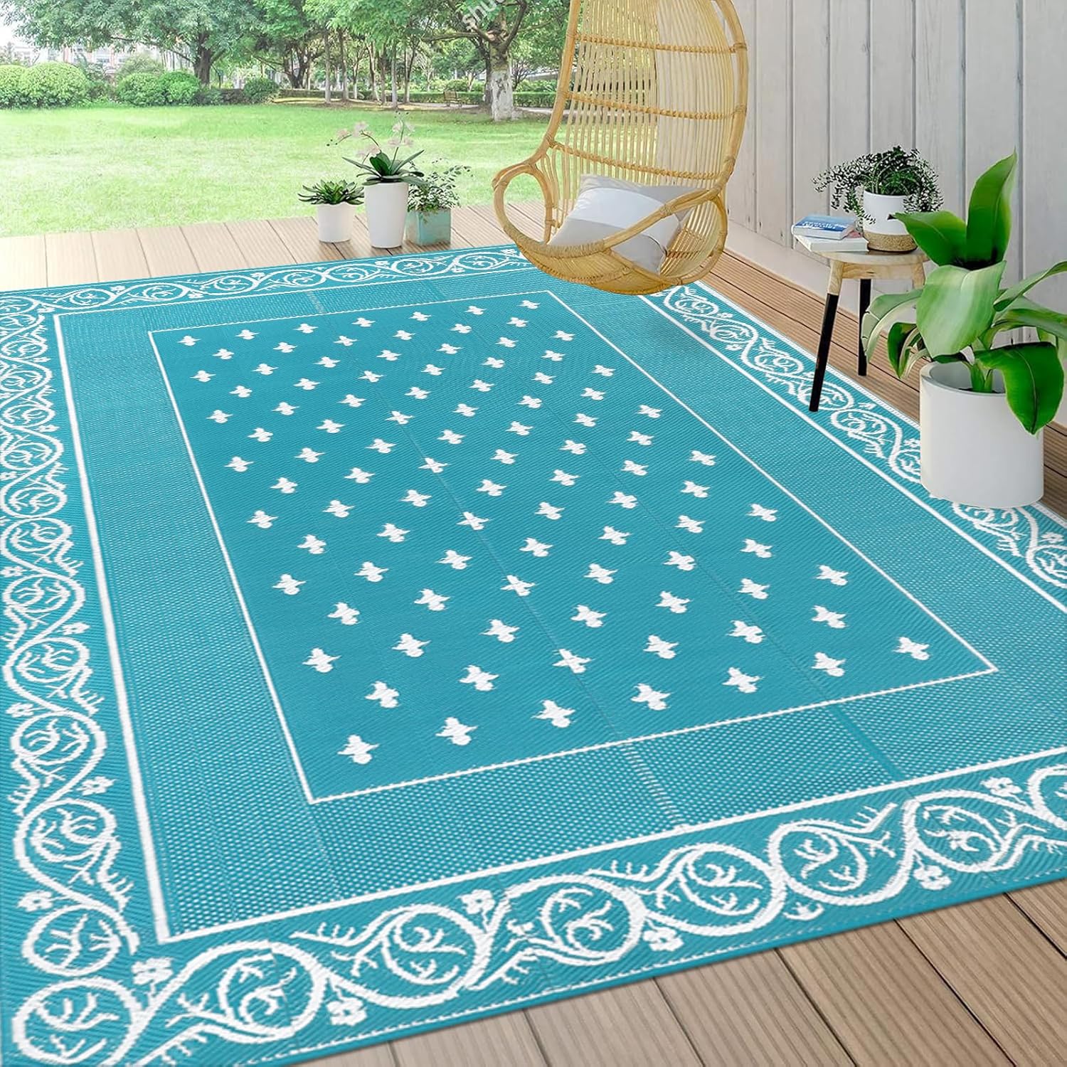 Pauwer Waterproof Outdoor Rug 8x10 for Patio and Camping